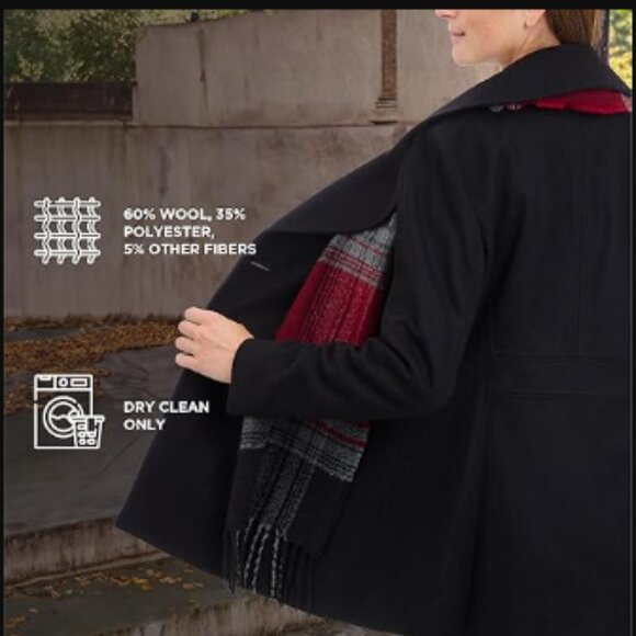 NWT London Fog Double Breasted Peacoat w Scarf, XL - Picture 3 of 8